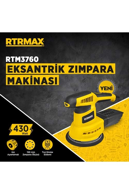 RTRMAX RTM3760 EKSANTRİK ZIMPARA MAKİNESİ 430W 150 MM